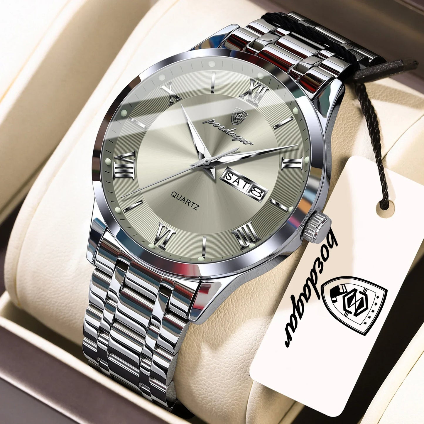 POEDAGAR Classic Day-Date Watch
