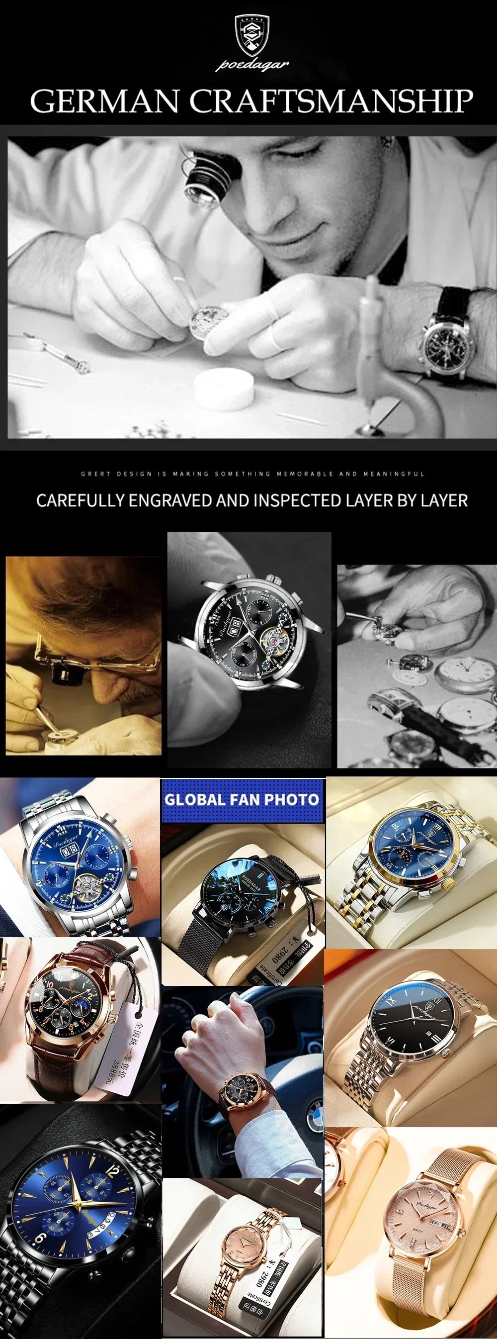 POEDAGAR Chrono Classic Watch