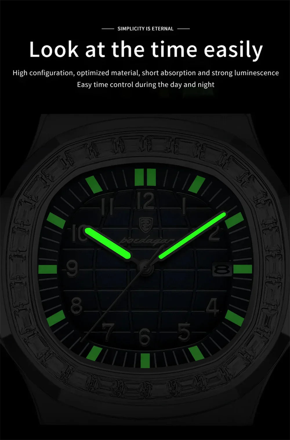 POEDAGAR Luxury Steel Watch
