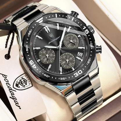 POEDAGAR Chrono Steel Watch