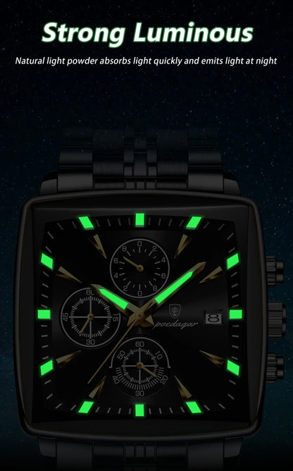POEDAGAR Prestige Square Chronograph Watch