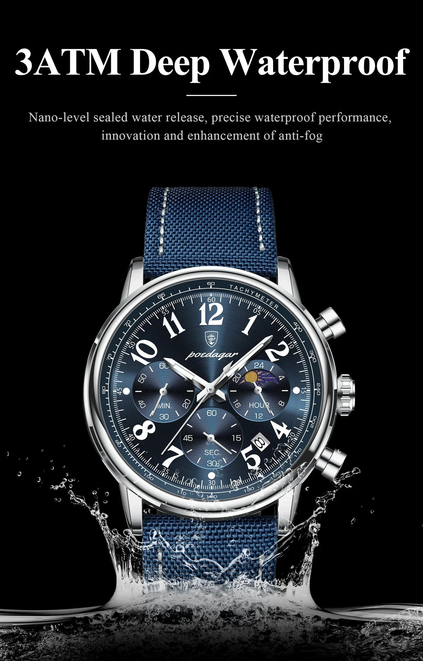 POEDAGAR Tactical Chronograph Watch