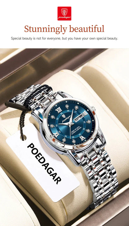 POEDAGAR Elegant Steel Watch