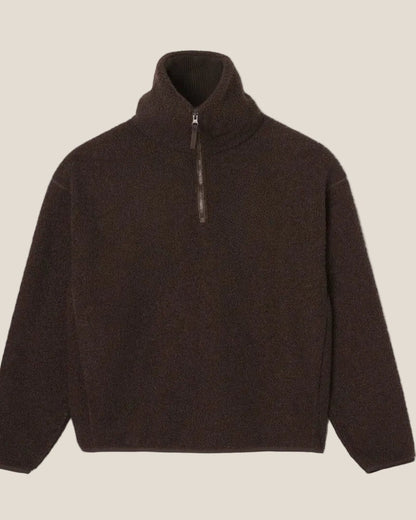 High Zipped Neck Polar Fleece Sweatshirt